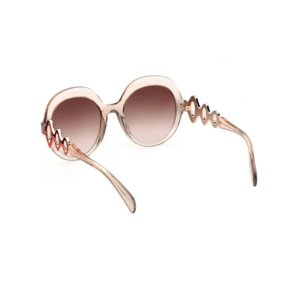 Emilio Pucci EP174 44F Brown Crystal Round Over Size Sunglasses Frame 55-21-140 - Picture 2 of 6